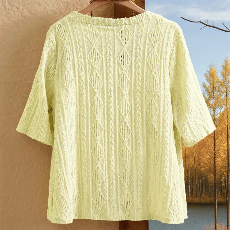 Cardigan femme ajouré ouvert à manches 3/4