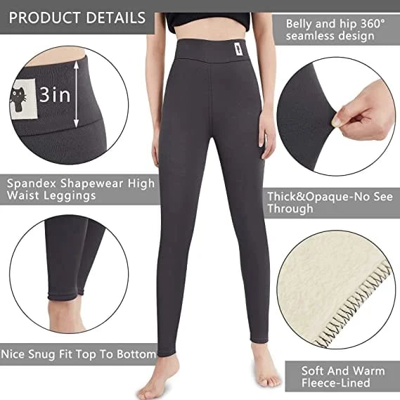 Legging thermique pour femme | Pantalon d’hiver taille haute avec doublure polaire