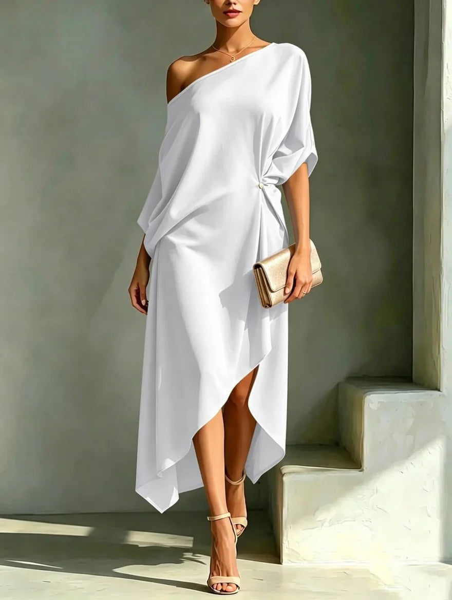 Robe Midi Asymétrique Élégante à Une Épaule