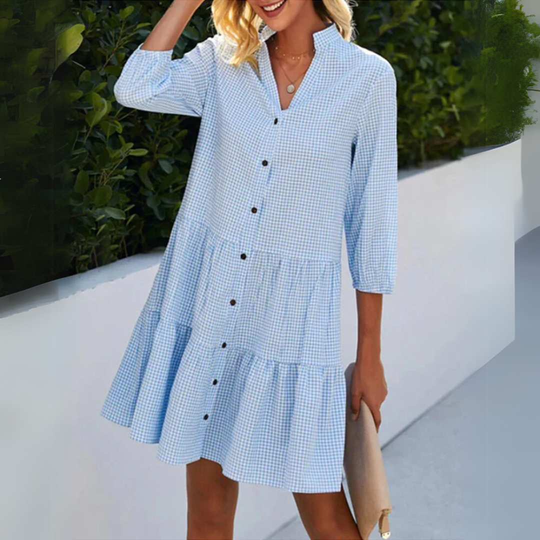 Robe d’Été Femme à Carreaux Coupe Fluide Tissu Léger Style Décontracté