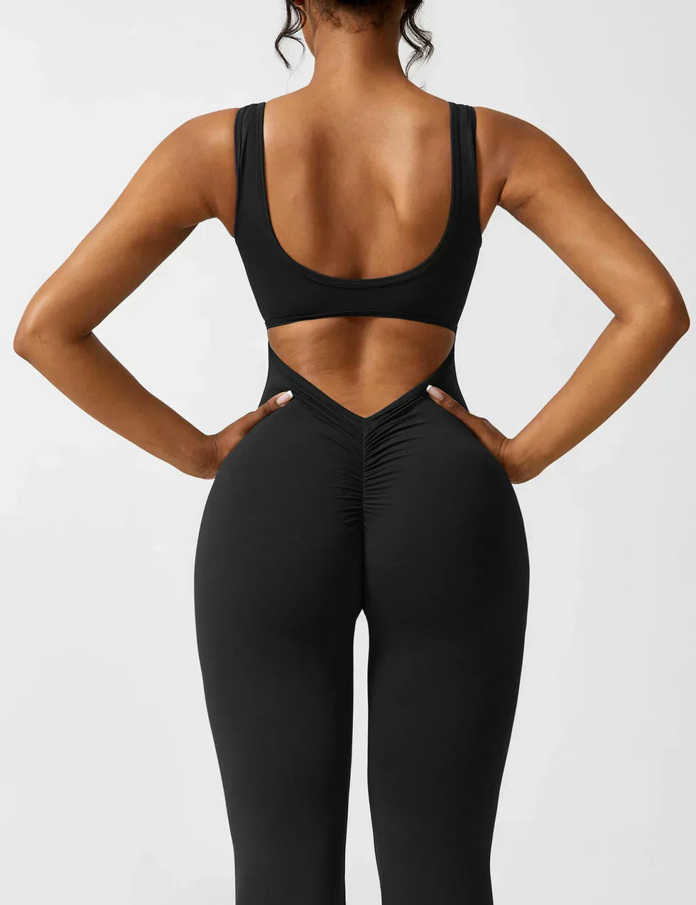 Combinaison flare femme dos ouvert – combinaison sculptante extensible pour sport et loisirs