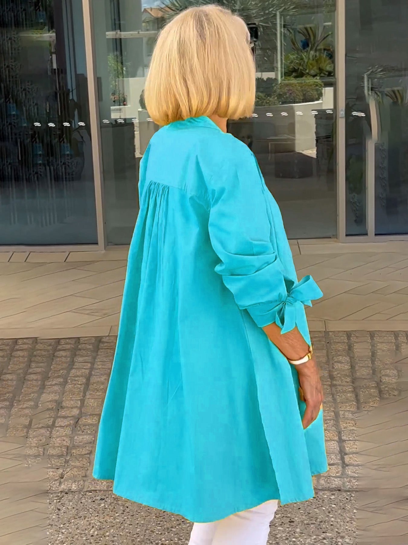 Veste Chemise Longue Femme en Coton Boutonnée Élégante