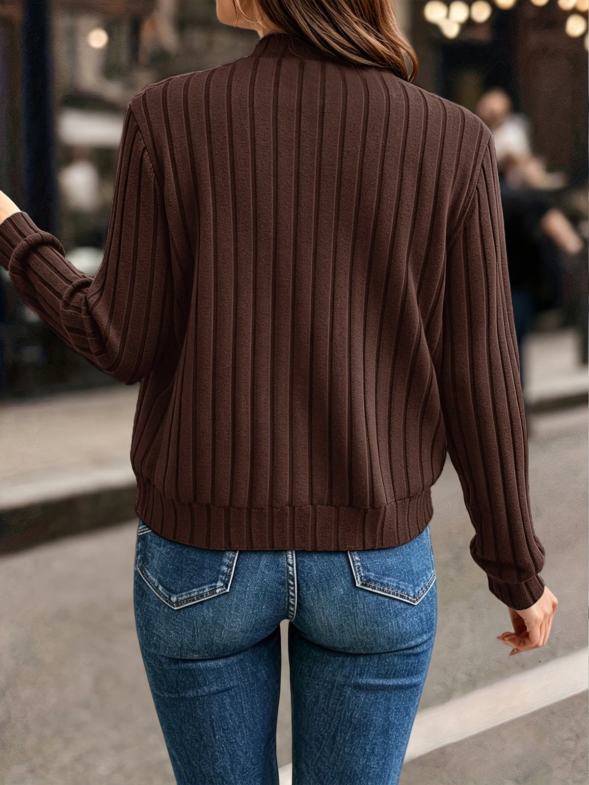Cardigan femme côtelé avec fermeture zippée