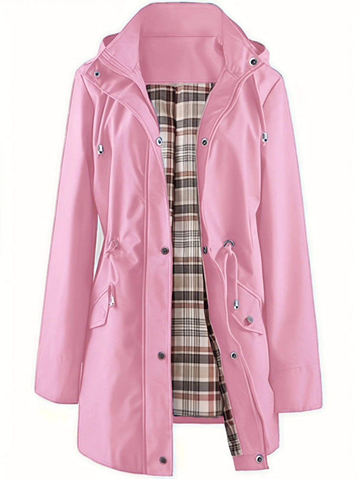 Imperméable femme long à capuche détachable et doublure
