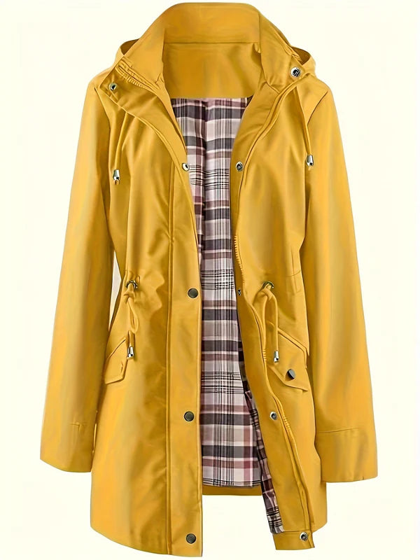 Imperméable femme long à capuche détachable et doublure