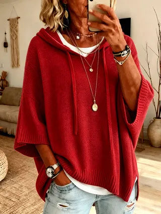 Pull à capuche oversize en maille douce pour femme