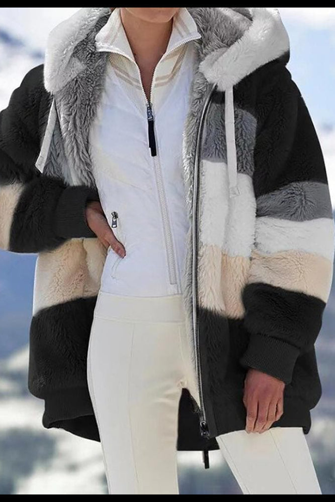 Veste polaire femme à capuche avec blocs de couleur