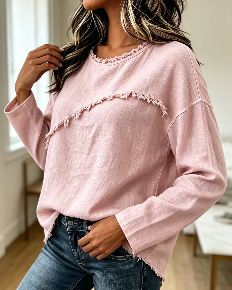 Blouse femme à franges avec détail asymétrique