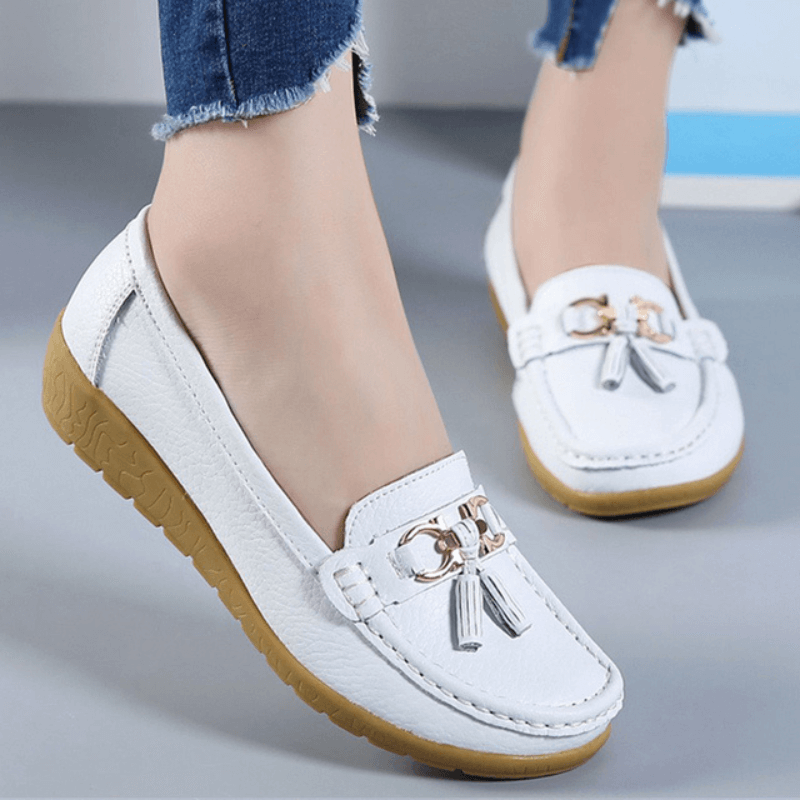 Mocassins Femme À Enfiler Finition Texturée Semelle Souple Usage Quotidien