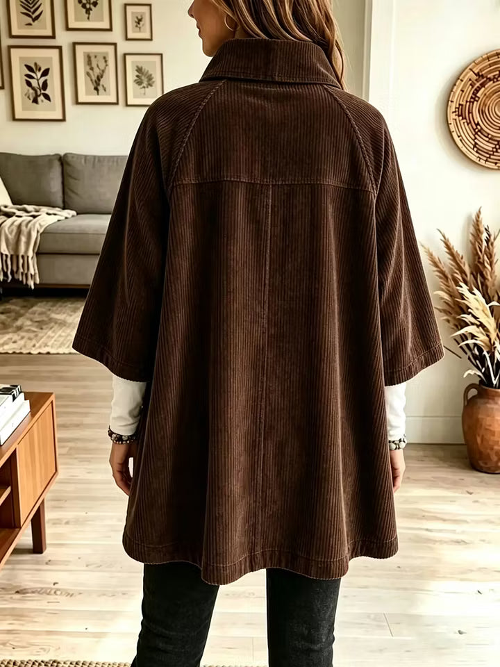 Manteau cape femme oversize en velours côtelé