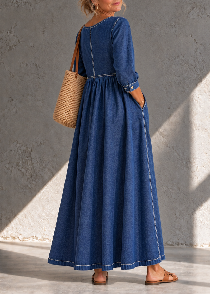 Robe midi femme en denim vintage