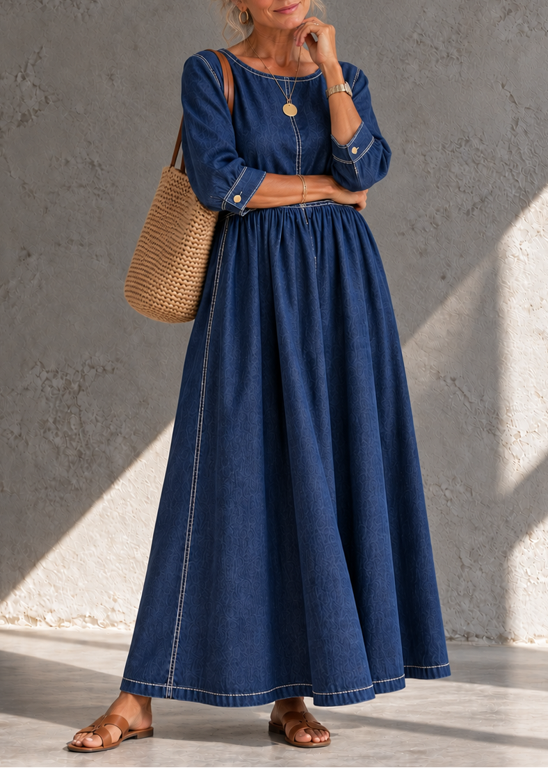 Robe midi femme en denim vintage