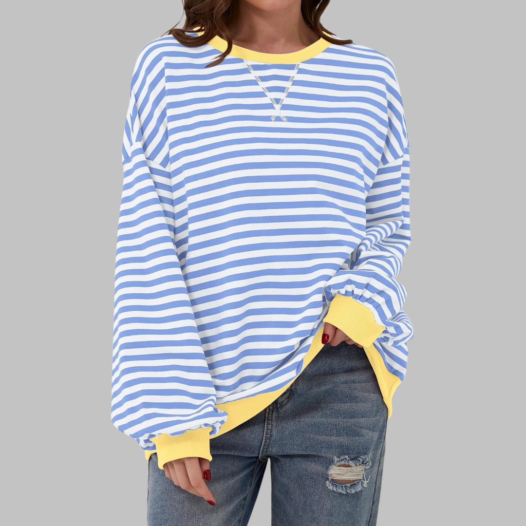 Pull Femme Oversized Rayé Style Décontracté Confortable