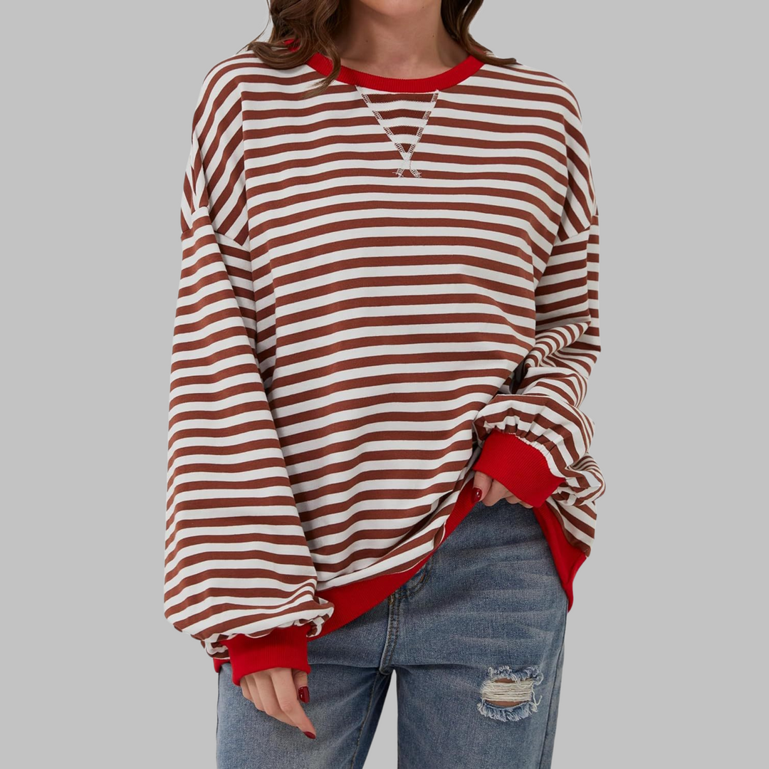 Pull Femme Oversized Rayé Style Décontracté Confortable