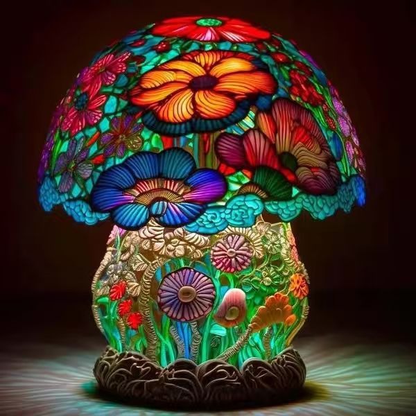 Lampe champignon florale décorative – Lumière douce colorée, design artistique