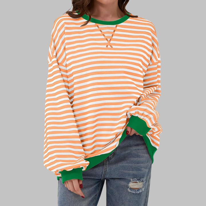 Pull Femme Oversized Rayé Style Décontracté Confortable