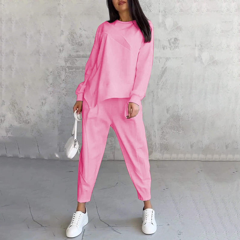 Ensemble femme sweat asymétrique avec pantalon assorti