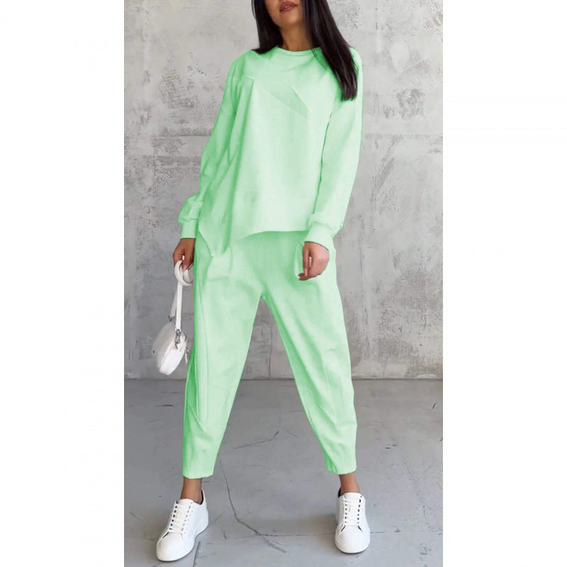 Ensemble femme sweat asymétrique avec pantalon assorti