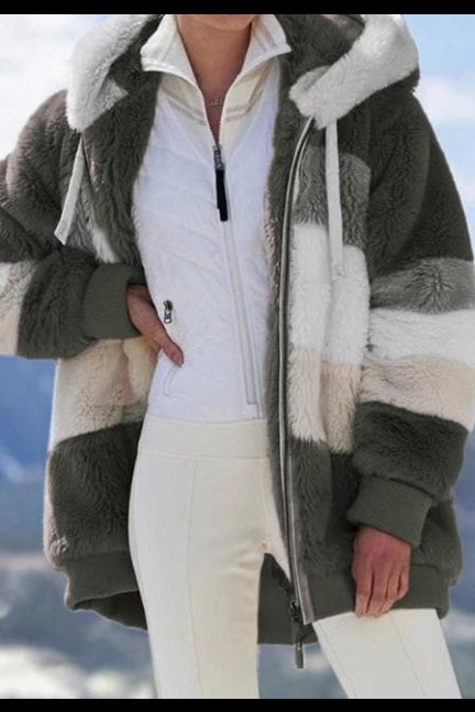 Veste polaire femme à capuche avec blocs de couleur