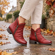 Bottines femme en similicuir à zip latéral et talon bas