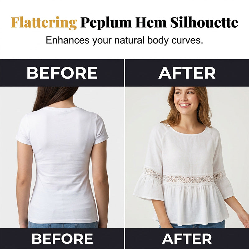 Blouse femme fluide avec dentelle délicate et manches volantées