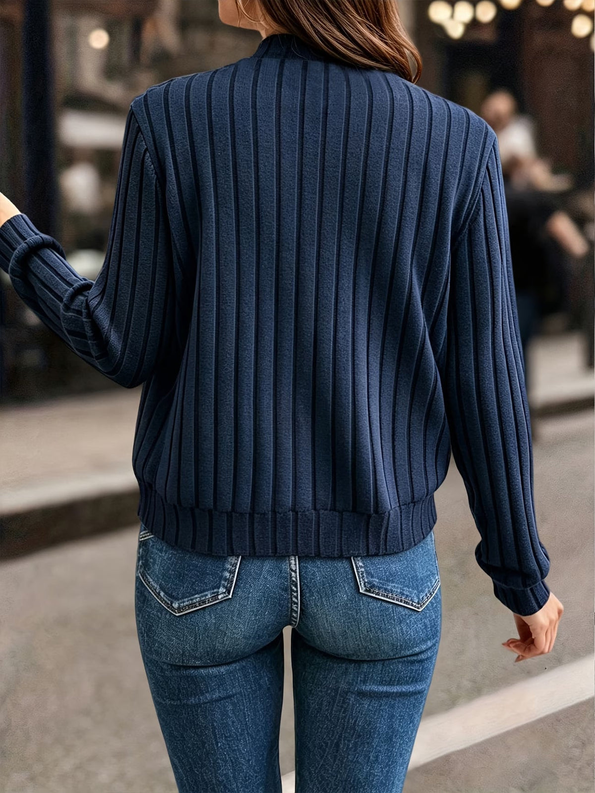 Cardigan femme côtelé avec fermeture zippée