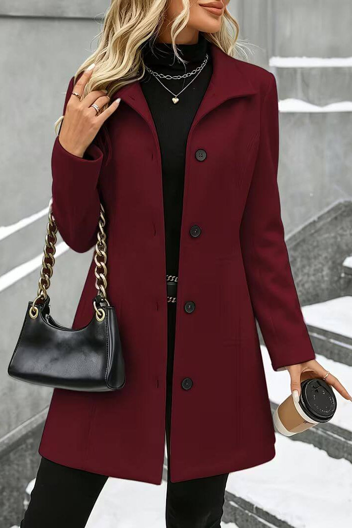 Manteau cintré femme à col classique et boutons