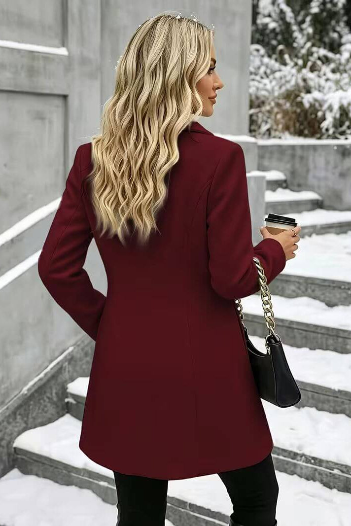 Manteau cintré femme à col classique et boutons