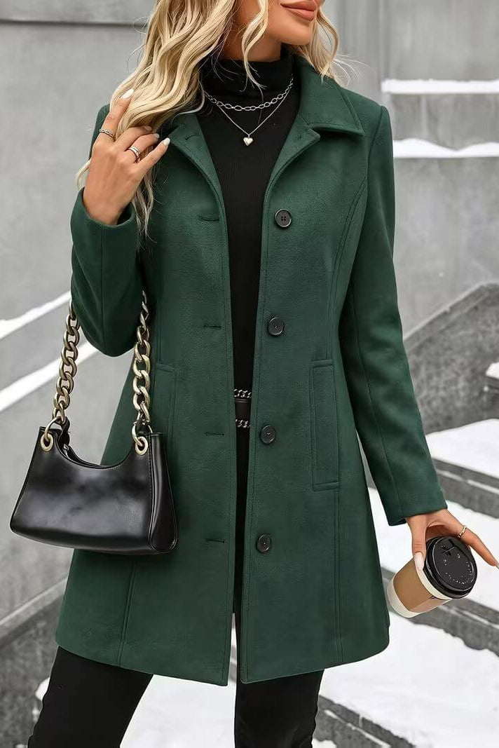 Manteau cintré femme à col classique et boutons