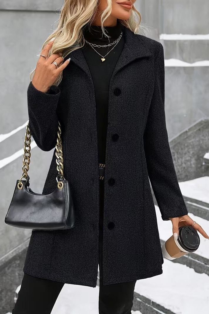 Manteau cintré femme à col classique et boutons