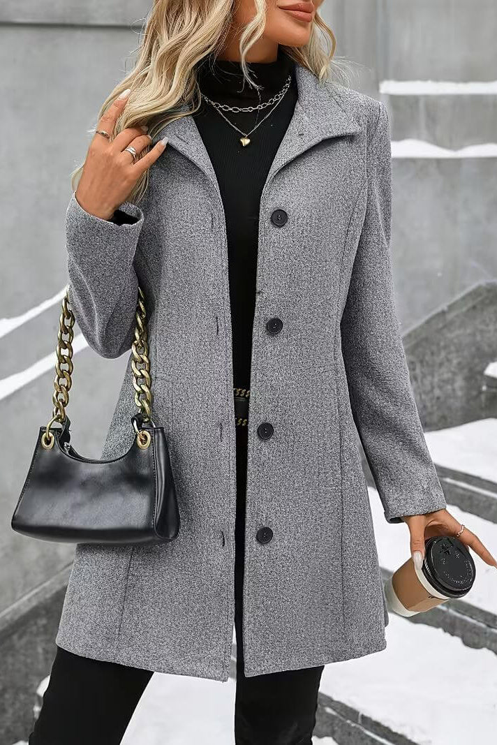 Manteau cintré femme à col classique et boutons