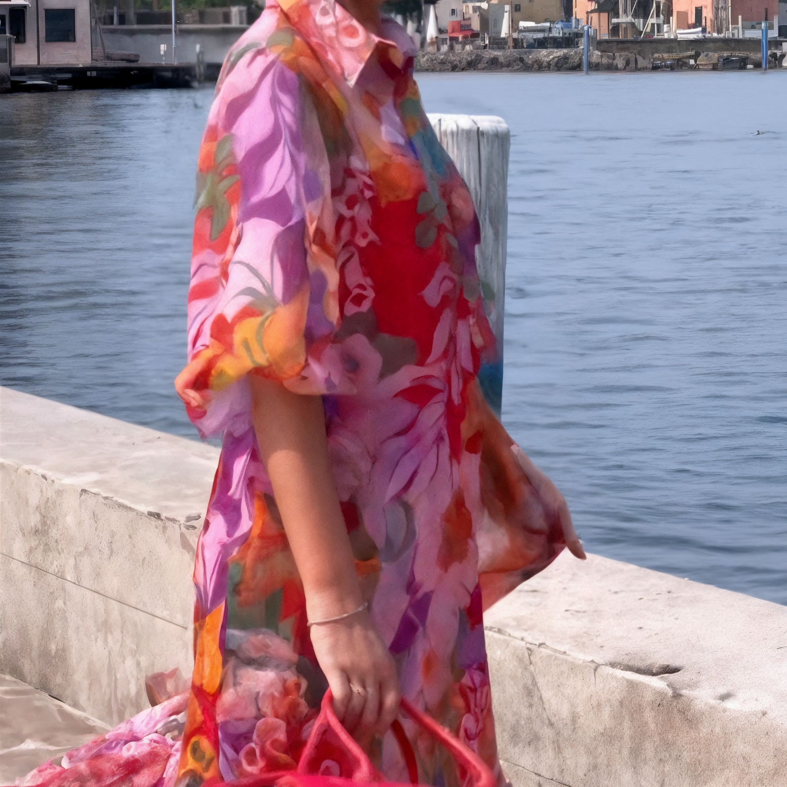 Robe Femme Longue Chiffon Fluide Imprimée Été Confort Élégant