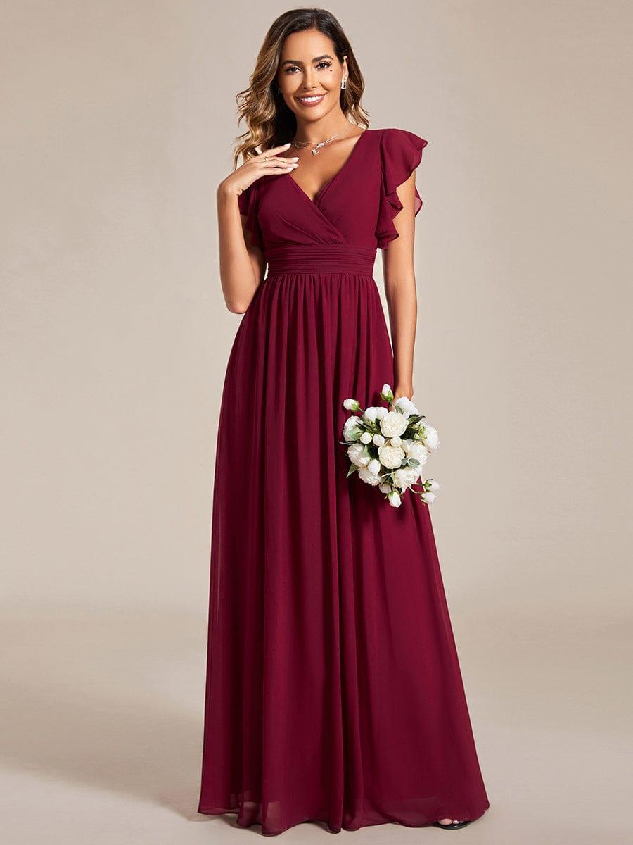 Robe Demoiselle d’Honneur Longue en Mousseline Dos Ouvert Élégant