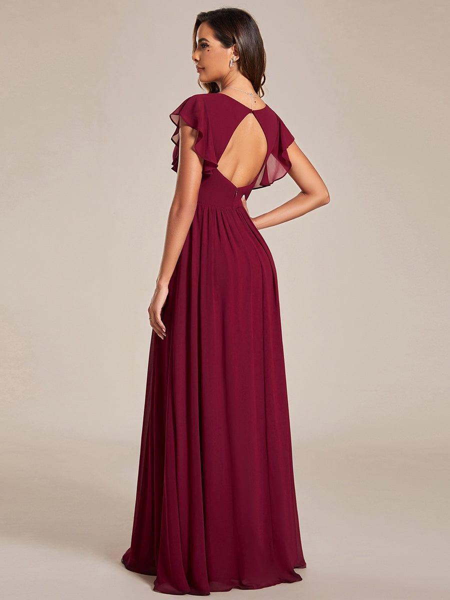 Robe Demoiselle d’Honneur Longue en Mousseline Dos Ouvert Élégant