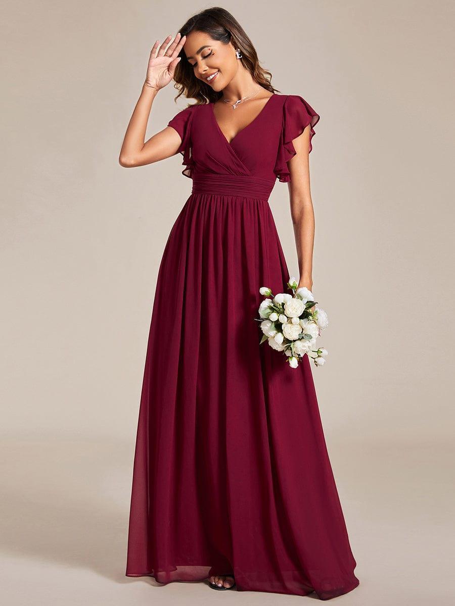 Robe Demoiselle d’Honneur Longue en Mousseline Dos Ouvert Élégant