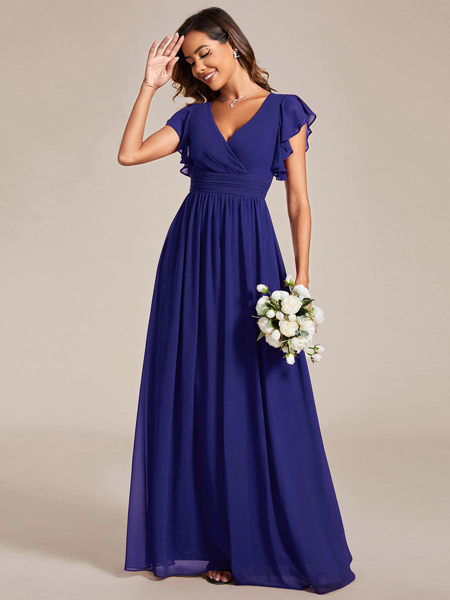 Robe Demoiselle d’Honneur Longue en Mousseline Dos Ouvert Élégant