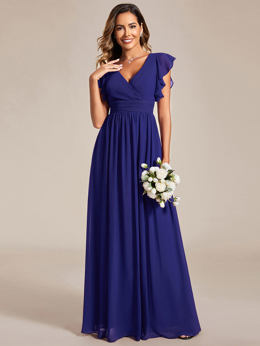 Robe Demoiselle d’Honneur Longue en Mousseline Dos Ouvert Élégant