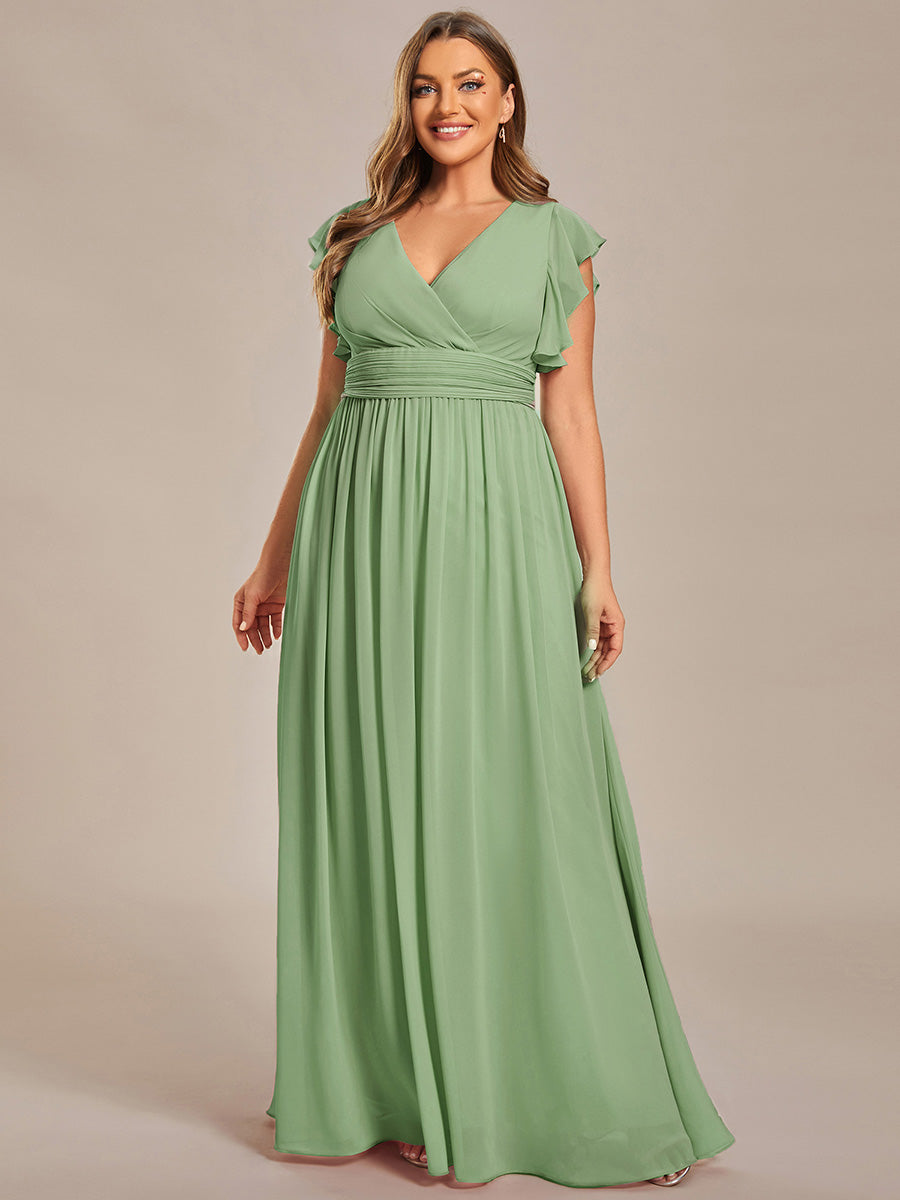 Robe Demoiselle d’Honneur Longue en Mousseline Dos Ouvert Élégant
