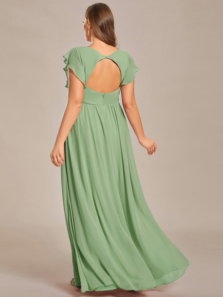 Robe Demoiselle d’Honneur Longue en Mousseline Dos Ouvert Élégant