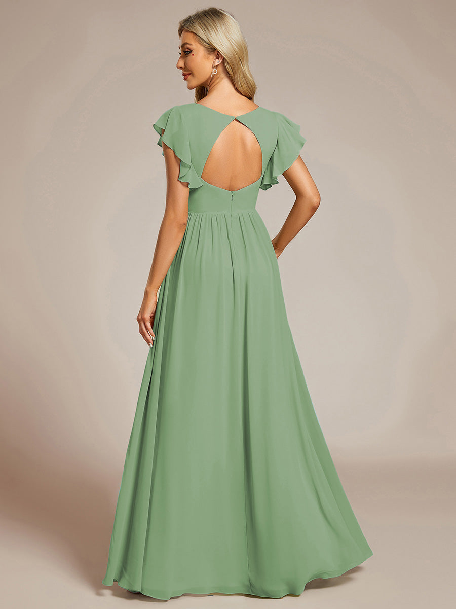 Robe Demoiselle d’Honneur Longue en Mousseline Dos Ouvert Élégant