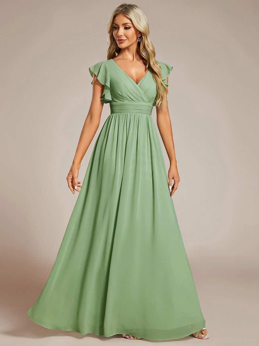 Robe Demoiselle d’Honneur Longue en Mousseline Dos Ouvert Élégant