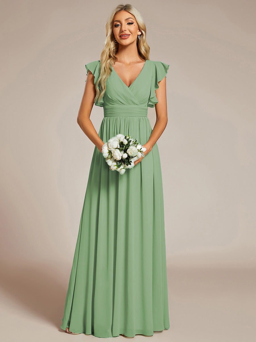 Robe Demoiselle d’Honneur Longue en Mousseline Dos Ouvert Élégant