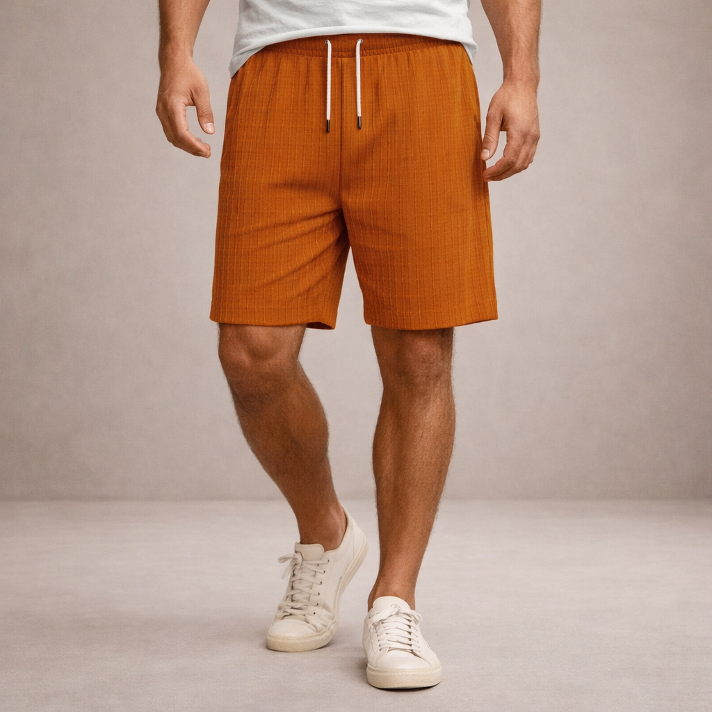 Short homme d’été en lin mélangé avec taille à cordon
