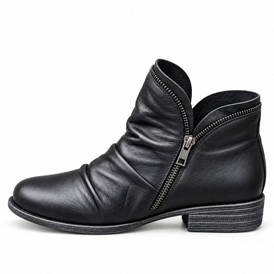Bottines femme en similicuir à zip latéral et talon bas