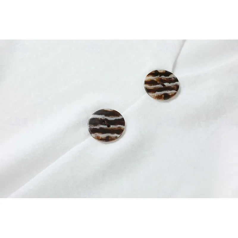 Robe longue femme ample à col fendu et boutons décoratifs