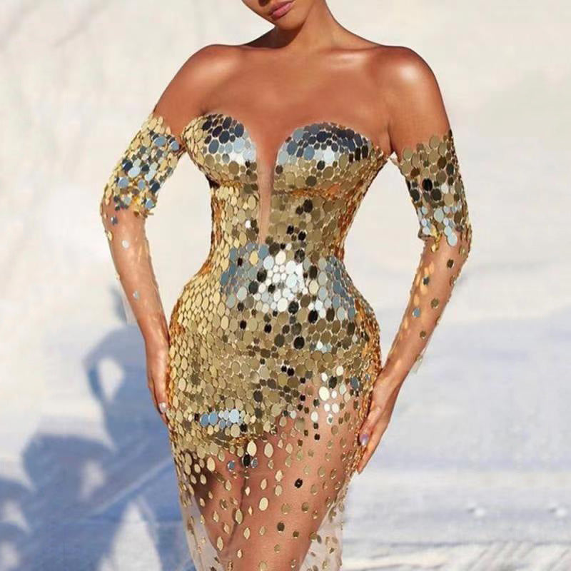 Robe de Soirée Femme Scintillante Élégance Glamour