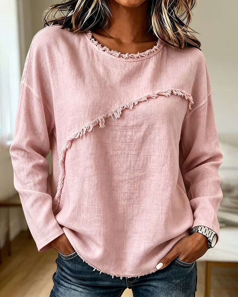 Blouse femme à franges avec détail asymétrique