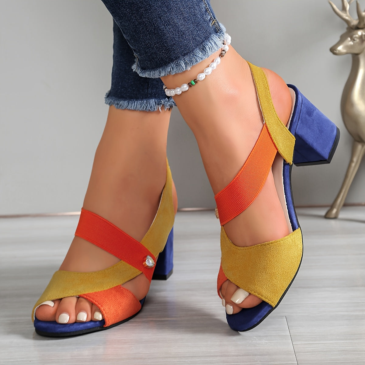 Sandales Femme Orthopédiques à Talon Bloc et Brides Croisées