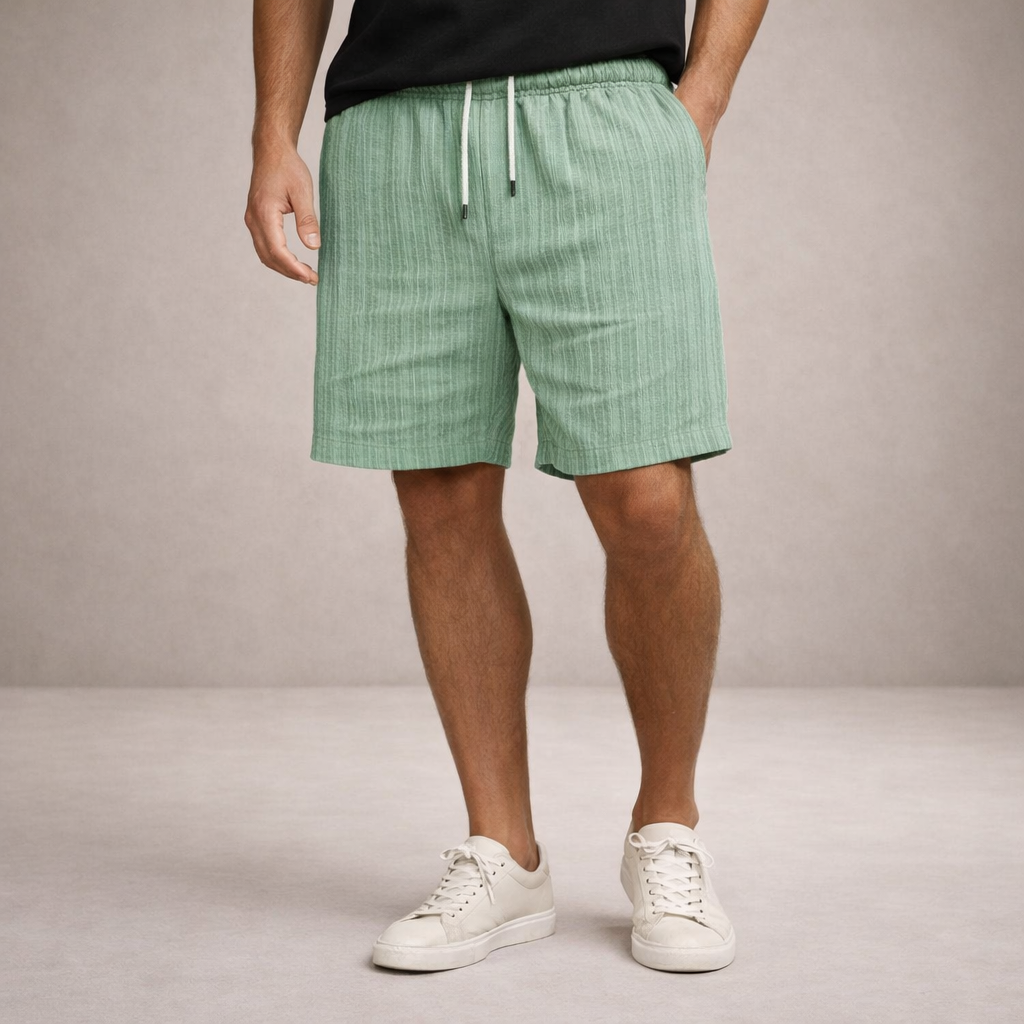 Short homme d’été en lin mélangé avec taille à cordon