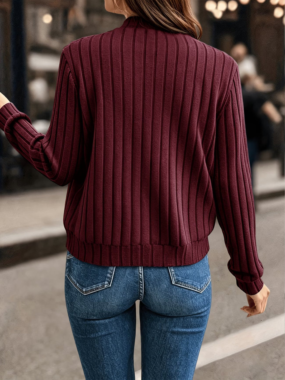 Cardigan femme côtelé avec fermeture zippée